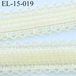 élastique bretelle fantaisie picot boucle  plat largeur 15 mm couleur crème jaune pale très beau