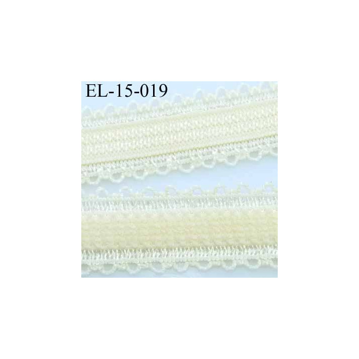 élastique bretelle fantaisie picot boucle  plat largeur 15 mm couleur crème jaune pale très beau