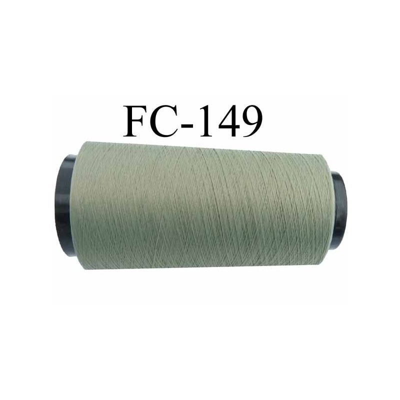 Cone de fil mousse texturé polyester fil fin n° 165 solide couleur vert  kaki clair longueur 1000 mètres bobiné en France