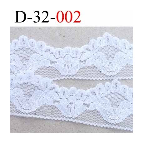 dentelle blanche largeur 32 mm synthétique lycra élastique couleur blanc prix au mètre