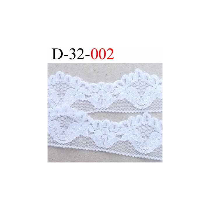 dentelle blanche largeur 32 mm synthétique lycra élastique couleur blanc  prix au mètre