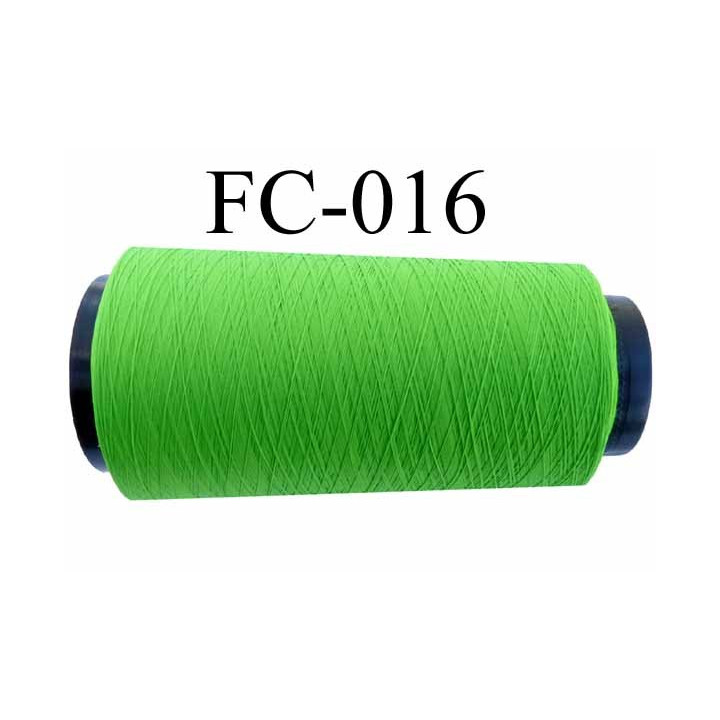 Cone de fil mousse texturé polyester fil n° 120 couleur vert tirant sur le fluo  longueur du Cone 2000 mètres bobiné en France