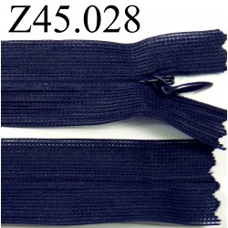 fermeture éclair invisble longueur 45 cm couleur bleu foncé non séparable zip nylon largeur 2.5 cm