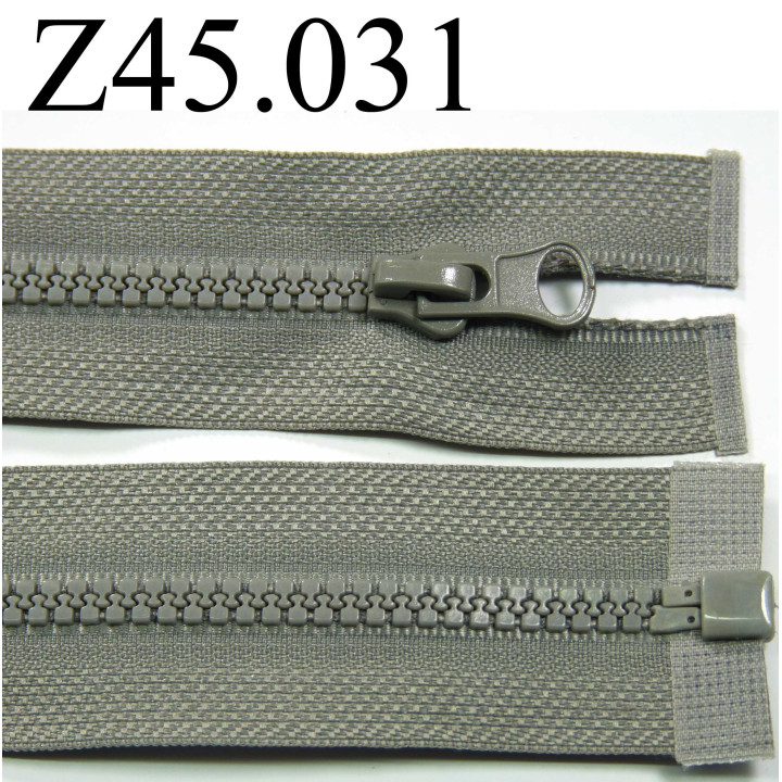 fermeture éclair  longueur 45 cm couleur gris séparable zip nylon largeur 3 cm largeur du zip 4 mm 