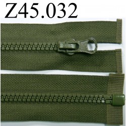 fermeture éclair longueur 45 cm couleur vert kaki séparable zip nylon largeur 3 cm largeur du zip 4 mm 