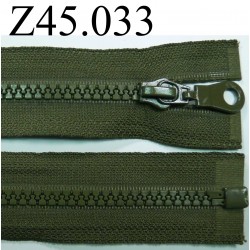 fermeture éclair longueur 45 cm couleur vert kaki séparable zip nylon largeur 3.3 cm largeur du zip 5 mm 