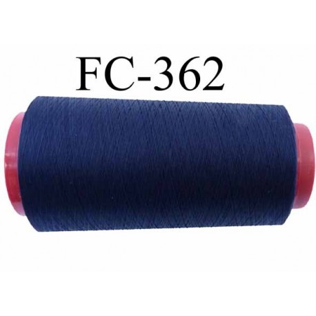 Cone de fil mousse polyester texturé fil n° 120 couleur bleu marine cone de 1000 mètres bobiné en France