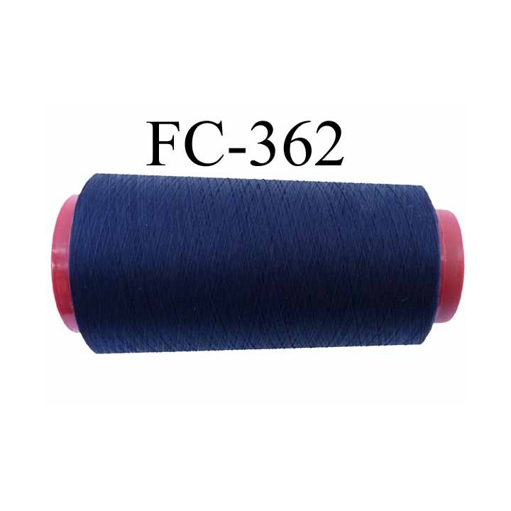Cone 5000 m de fil mousse polyester texturé fil n° 110 couleur bleu marine cone de 5000 mètres bobiné en France
