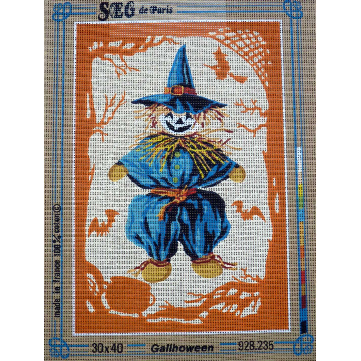 canevas 30X40 marque SEG DE PARIS thème gallhoween halloween dimension 30 centimètres par 40 centimètres 100 % coton