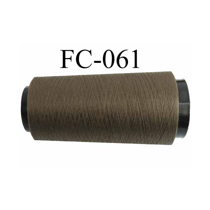 Cone de fil polyester texturé fil n° 165 couleur vert kaki foncé longueur 1000 mètres bobiné en France