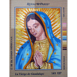 canevas 30X40 marque ROYAL PARIS thème la vierge de guadalupe  dimension 30 centimètres par 40 centimètres 100 % coton