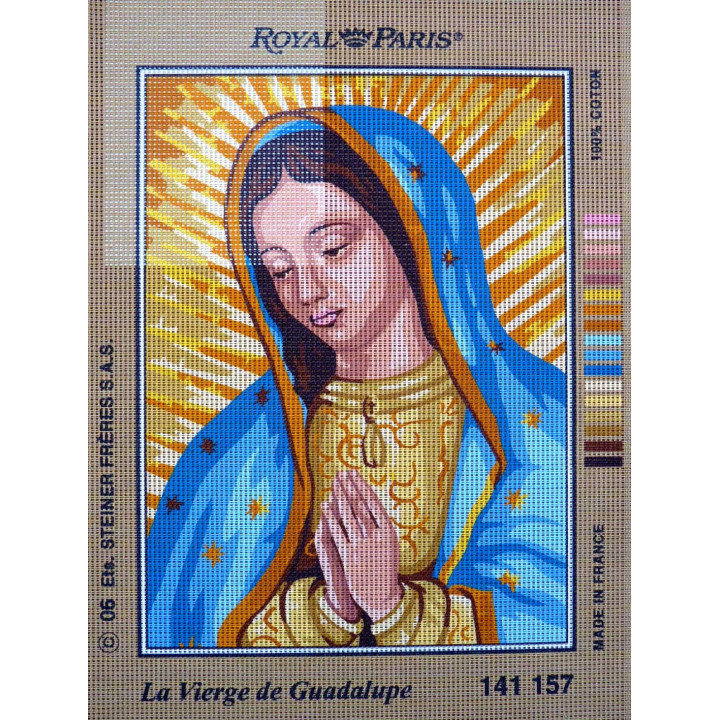 canevas 30X40 marque ROYAL PARIS thème la vierge de guadalupe  dimension 30 centimètres par 40 centimètres 100 % coton