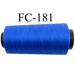 Cone de fil polyester continu n° 60 couleur bleu lumineux très solide longueur du cone 2000 mètres bobiné en France