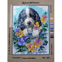 canevas 30X40 marque ROYAL PARIS thème chien puppy dimension 30 centimètres par 40 centimètres 100 % coton