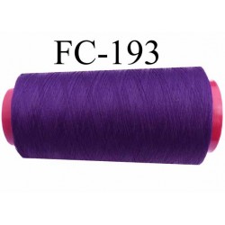Cone de fil mousse polyester texturé fil n° 100 couleur violet foncé volubilis longueur du cone 5000 mètres bobiné en France