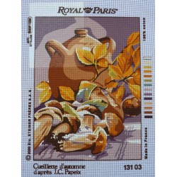 canevas 30X40 marque ROYAL PARIS thème cueillette d'automne dimension 30 centimètres par 40 centimètres 100 % coton