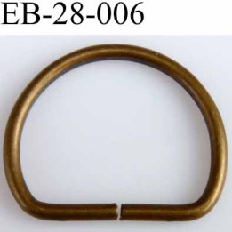 Boucle etrier demi rond métal couleur laiton largeur extérieur 2.8 cm intérieur 2.1 cm idéal sangle  20 mm hauteur 2.4 cm