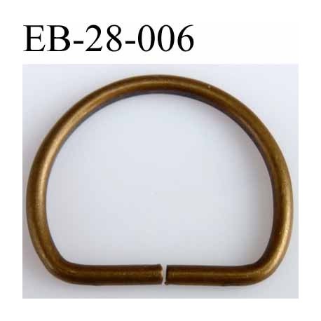 Boucle etrier demi rond métal couleur laiton largeur extérieur 2.8 cm intérieur 2.1 cm idéal sangle 20 mm hauteur 2.4 cm
