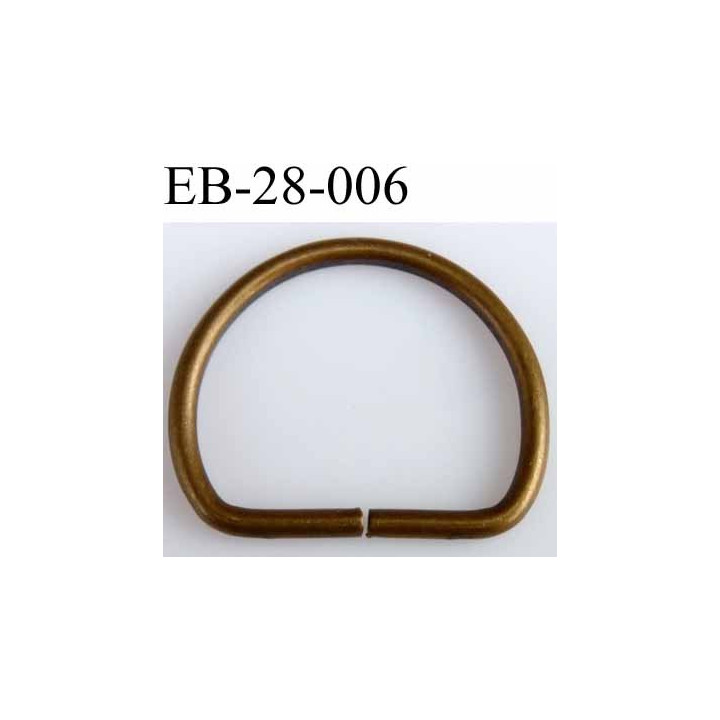 Boucle etrier demi rond métal couleur laiton largeur extérieur 2.8 cm intérieur 2.1 cm idéal sangle  20 mm hauteur 2.4 cm