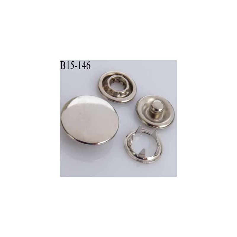 bouton pression à griffe métal chromé couleur argent chromé 5 griffes  diamètre 15 mm ensemble de 4 pièces par bouton
