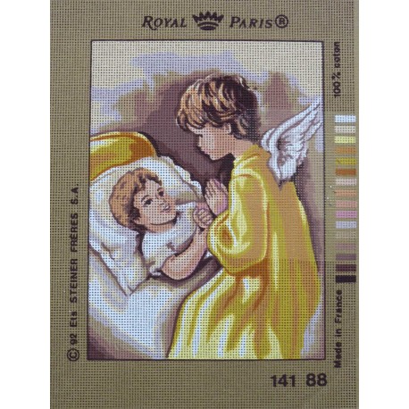 canevas 30X40 marque ROYAL PARIS thème ange et garçon dimension 30 centimètres par 40 centimètres 100 % coton