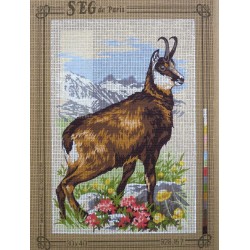 canevas 30X40 marque SEG DE PARIS thème montagne chamois dimension 30 centimètres par 40 centimètres 100 % coton