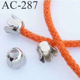 arrêt stop cordon fleur tulipe  métal couleur chromé pour cordon de 4 à 6 mm  de diamètre prix à l'unité