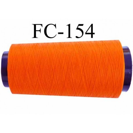 Cone bobine de fil mousse texturé polyester fil n°120 couleur orange lumineux longueur 5000 mètres bobiné en France