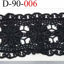 galon dentelle noir  synthétique motif fleur largeur 90 mm couleur noir souple  prix au mètre