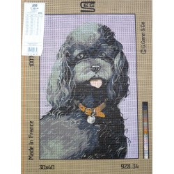 canevas 30X40 marque SEG DE PARIS thème chien caniche dimension 30 centimètres par 40 centimètres 100 % coton