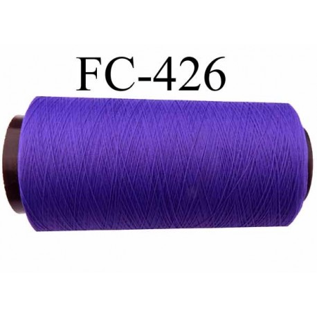 Cone de fil mousse texturé polyester fil n°160 couleur violet longueur du cone 2000 mètres bobiné en France