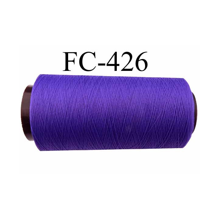 Cone de fil mousse texturé polyester fil n°160 couleur violet longueur du cone 2000 mètres bobiné en France
