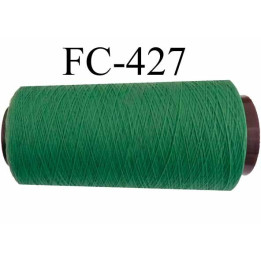 Cone de fil mousse texturé polyester fil n°160 couleur vert longueur du cone 2000 mètres bobiné en France