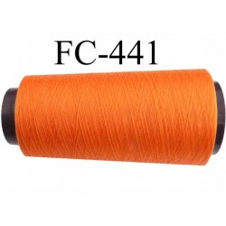 Cone de fil mousse texturé polyester fil n°110 couleur orange lumineux longueur du cone 1000 mètres bobiné en France