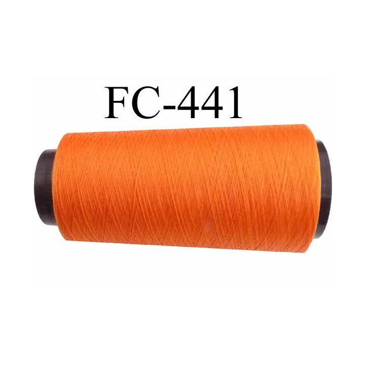 Cone de fil mousse texturé polyester fil n°110 couleur orange lumineux longueur du cone 2000 mètres bobiné en France