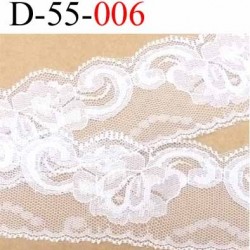 Dentelle largeur 55 mm synthétique  couleur blanc  motif fleur prix au mètre