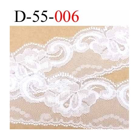 Dentelle largeur 55 mm synthétique couleur blanc motif fleur prix au mètre