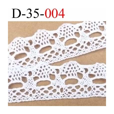 dentelle crochet ancienne en coton largeur 35 mm couleur blanc provient d'une vieille mercerie parisienne vendue au mètre