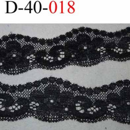 dentelle synthétique lycra extensible motif fleur largeur 40 mm couleur noir superbe  prix au mètre 
