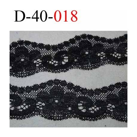 dentelle synthétique lycra extensible motif fleur largeur 40 mm couleur noir superbe prix au mètre