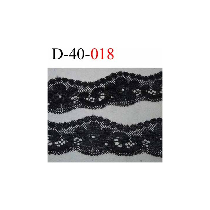 dentelle synthétique lycra extensible motif fleur largeur 40 mm couleur noir superbe  prix au mètre 
