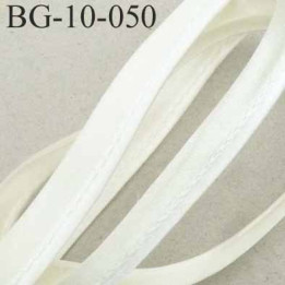 passe poil largeur 10 mm couleur écru blanc cassé jaune très pale satin brillant cordon intérieur coton 2 mm  prix au mètre