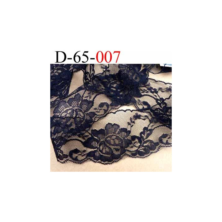 dentelle synthétique motif fleur couleur noir largeur 65 mm prix au mètre