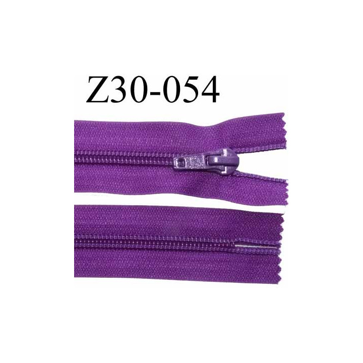 fermeture zip à glissière  longueur 30 cm couleur violet non séparable zip nylon largeur 3,2 cm largeur du zip 6.5 mm 