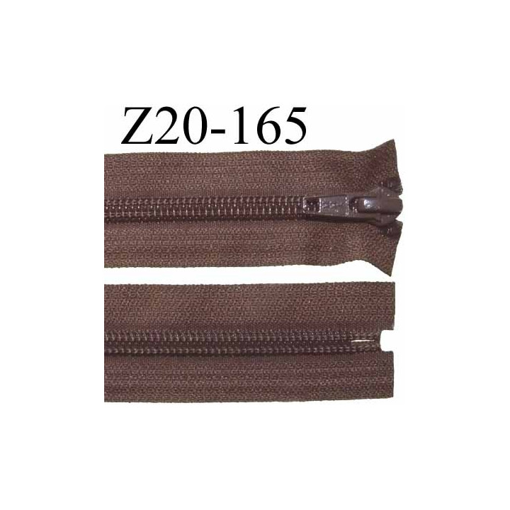 fermeture zip à glissière  longueur 20 cm couleur marron non séparable zip nylon largeur 3,2 cm largeur du zip 6.5 mm 