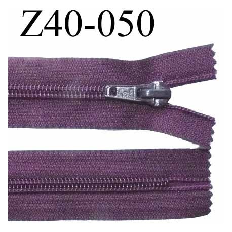 fermeture zip à glissière longueur 40 cm couleur prune bordeau non séparable zip nylon largeur 3,2 cm largeur du zip 6.5 mm 