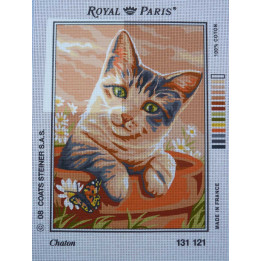 canevas 30X40 marque ROYAL PARIS thème chaton dimension 30 centimètres par 40 centimètres 100 % coton
