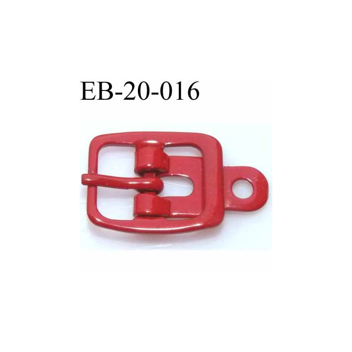 Boucle rectangle métal  couleur rouge largeur 20 mm passage de la languette est de 12.5 mm accroche du rivet diamètre 3 mm 