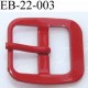 Boucle rectangle métal  couleur rouge largeur 22 mm passage de la languette est de 14.5 mm accroche du rivet diamètre 3 mm 
