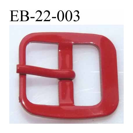 Boucle rectangle métal couleur rouge largeur 22 mm passage de la languette est de 14.5 mm accroche du rivet diamètre 3 mm 